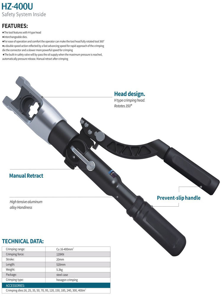 hydraulic crimping tool HZ-400U