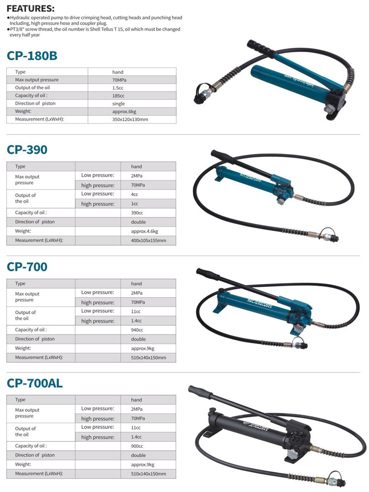 High Pressure Heavy Duty Portable Hydraulic Hand Pump